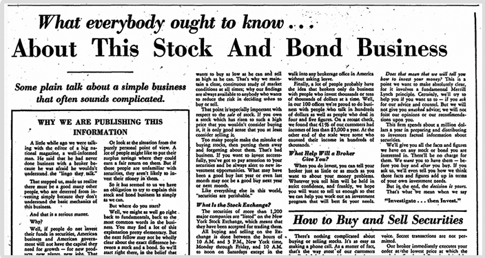 Merryl Lynch Stock and Bond Business Advertorial