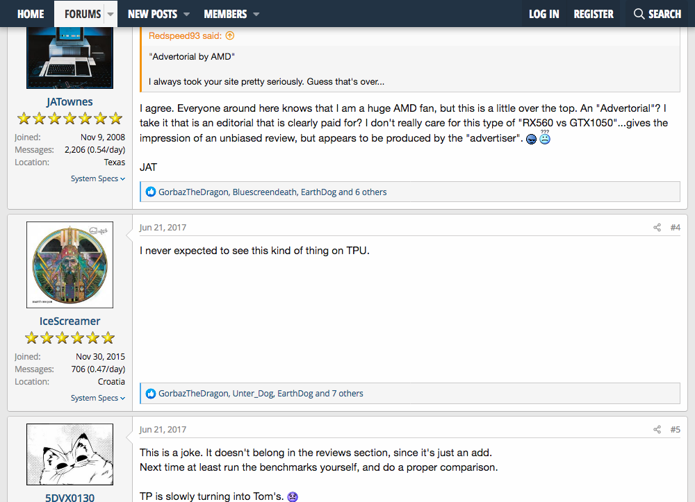 TechPowerUp AMD Advertorial Nasty Comments