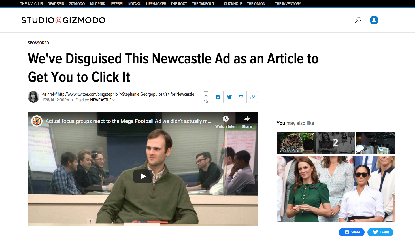 Newcastle Ale Advertorial